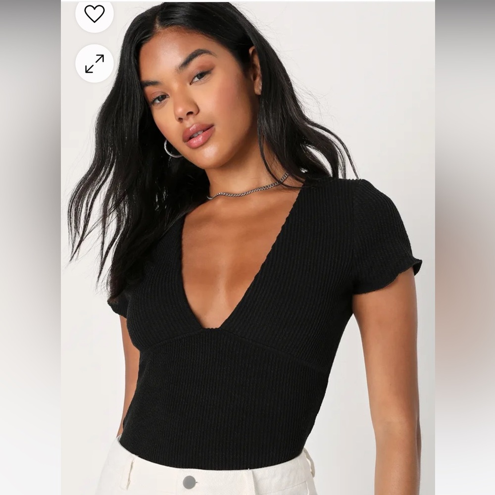 Lulus Stylish Appeal Black Textured Short Sleeve Top